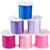 Craftdady 6 rotoli di corda intrecciata in nylon satinato rosa da 0,4 mm, filo di seta viola, filo per nodi cinesi, per gioielli fai da te, collane e bracciali