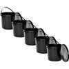 Nipter Secchio in plastica alimentare Nipter con coperchio, nero, 5L x 5 pezzi