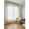 mauro Tende con Fettuccia Arricciatenda su misura, Tessuto ricamato effetto lino bianco, Larghezza pannello 280 cm, per Binari da 140/170 cm, Altezza da 180 a 290 cm - 280x270 cm - Bianco