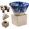 XRXRX Tazze da tè Giapponesi in Ceramica,Tazza da caffè in Ceramica con Base, Cilindriche, per tè Matcha, Vino, tè Bianco, caffè, Bevande, Imbuto A Canne Triangolare Vintage Tazza in Ceramica