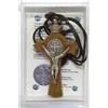 GTBITALY 10.300.95 LACSCA Croce San Benedetto in Legno di ulivo Sagomata con Collana Laccio 6 cm con Scatola Regalo e Preghiera in Italiano