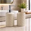 DAMDAM GO | Set da bagno, accessorio da bagno in ceramica, porta pennello e dispenser di sapone (Beige)