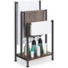 YBING Portasciugamani Indipendente, Supporto per Coperta a 3 Livelli con Ripiano in Legno Marrone Rustico, Portasciugamani Industriale e Portabottiglie con Piedini Antiscivolo per Soggiorno, Bagno