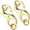 Ryaupy 2 Pezzi Moschettone a Doppia Chiusura, Chiusura a Moschettone Argento Sterling 925 Chiusura per Braccialetto Connettori per Collana per Fai da Te Gioielli Creazione e Riparazione (Oro)