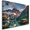 Feeby Quadro su Tela Lago di Braies 70x50 cm 1 pezzo Stampa Murale Fotografia Decorazione da parete Immagini Moderni per Soggiorno Camera da Letto Ufficio Cucina Italia Montagne Natura Verde