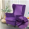 Highdi Velvet Copripoltrona con Orecchie Elasticizzato, Tinta unita 2-Pezzi Copridivano da 1 Posto con Fodera per Cuscino, Lavabile per Strandmon Bar Soggiorno Camera da Letto (Viola)