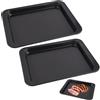 Rairsky 2Pcs Teglia Forno Rettangolare, 24x18x2cm Teglie Antiaderenti da Forno Nero | Piccola Leccarda Universale in Acciaio al Carbonio, Facile da Pulire Teglia Pizza per Cuocere, Cucinare, Servire