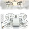 WANWEN Drone-Style LED Ceiling Fan Light, 3 Adjustable Color Modes, E27 Lamp Socket, Remote Control, Extension Rod, Drone Style Light Fan, Drone Fan Light for Bedroom, Living Room, Office (white)