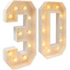LKHDONG Lampada a LED con numeri illuminati, 30, cifre illuminate con 20 lampadine a LED, decorazione digitale, funzionamento a batteria, decorazione numerica per compleanno, anniversario