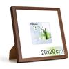 Feihorrm Cornice portafoto, Fotocornice in quercia, con vetro temperato, per foto 20x20 cm senza passepartout o 9x9 cm con passepartout, Fotocornice in legno massello (Marrone scuro, 20x20 cm/ 1x)