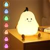 URAQT Luce Notturna Bambini, Silicone Lampada Notturna con Sensore Tattile, 7 Colori Dimmerabile Luce notturnas a forma di pera, Luce Notturnas USB Ricaricabile con Funzione Timer, per Bambini Neonato