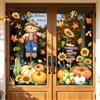 Tanlaby Adesivi per Finestre Autunno Zucca Spaventapasseri Vetrofanie Autunnali Decorazioni Girasole Foglie d'Acero Ringraziamento Decalcomanie per Finestra Vetri Porte Anticollisione