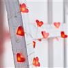 Lights4fun Love Red Heart - Catena luminosa a batteria, con 20 micro LED, luce bianca calda, filo argentato con timer, 1,9 m