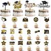 YinnFeen Topper Torta Laurea, 21 Pezzi Decorazioni per Torta di Laurea, Cappello da Laurea Graduation Cake Topper con Picks Cupcake per Torte di Laurea Dessert Festa Decorazioni Accessori