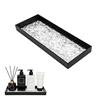 lemgyiamz Vassoio da Bagno, Vassoio in Acrilico, Vassoio Decorativo Vassoio Cosmetico Portaoggetti per Lavandino, Profumi, Candele, Asciugamani, Gioielli 29 x 11 x 3 cm Rettangolare Nero