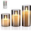 Rayong Candele LED 3 pz Candela LED Fiamma Vacillante Luce Candele Senza Fiamma Graduabile con Telecomando per Festa Decorazione della Casa,Campeggio,Matrimoni,Vari Festivals
