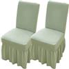 WYLEBER Coprisedie con Schienale con Gonna Lunga,Coprisedie per Sala da Pranzo Set da 2/4/6,Coprisedie con Schienale Antiscivolo Universali per Cucina Matrimonio Festa Banchetto(Green,2 Set)