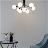 KOSILUM - Lampadario elegante nero con 9 bicchieri bianchi, luce bianca calda, illuminazione soggiorno, camera da letto, cucina, corridoio, G9, IP20