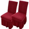 WYLEBER Coprisedie con Schienale con Gonna Lunga,Coprisedie per Sala da Pranzo Set da 2/4/6,Coprisedie con Schienale Antiscivolo Universali per Cucina Matrimonio Festa Banchetto(Wine Red,2 Set)