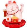 EasyByMall Maneki Neko 2313 - Gatto portafortuna che saluta, a energia solare, gatto della fortuna, benvenuto, decorazione per casa e auto (2313-rosa)