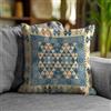 Floori Coppia Cuscini Arredo Jacquard Kilim Geometrici Quadrati 50x50 cm Sfoderabili Imbottiti Eleganti (Azzurro)