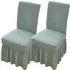 WYLEBER Coprisedie con Schienale con Gonna Lunga,Coprisedie per Sala da Pranzo Set da 2/4/6,Coprisedie con Schienale Antiscivolo Universali per Cucina Matrimonio Festa Banchetto(Cypress Green,2 Set)