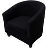 WWQQKJ 2 Pezzi Copripoltrona 1 Posto Chesterfield Elasticizzato, Poltrona Club da Cocktail Antiscivolo Rimovibile Tub Chair Copripoltrona per Camera da Letto Bar(Tinta Unita - Nero)