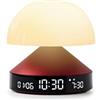 Lexon MINA Sunrise Risveglio mattina luminosa, simulatore di alba e crepuscolo, 5 suoni naturali, lampada da comodino LED luce notturna e terapia della luce - Rosso Scuro