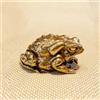 LEEDJUINE Mini statua in ottone puro con rospo dorato attratto ricchezza, 4 cm, decorazione per ufficio soggiorno scrivania