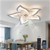 YuYe Ventilatore da soffitto con luce, moderno, con luce LED dimmerabile, ventilatore e telecomando, controllabile tramite app, silenzioso, design creativo a forma di fiore in acrilico per camera (69CM)