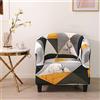 Highdi Copripoltrona Elasticizzato 1 Posto Chesterfield, Poltrona da Club Copridivano Stampati Universale Lavabile Rimovibile per Bar Soggiorno Camera da Letto Reception (Giallo-Grigio)
