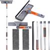 GUHAOOL Lavavetri Telescopico 2 in 1, Lavavetri Professionale per Vetro con Asta di Prolunga (Fino a 162cm) e 2 Panni Microfibra, Testa Rotante 180°, Spazzola Lava Vetri per La Pulizia del Vetro Alte