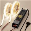 BENLUN 15mm Larghezza Striscia LED COB Alta Luminosità 24V 250W 10 Metri | 4000K Bianco Naturale Luci LED da Interno 25W/m 2750lm/m 960LEDs/m con Alimentazione per Camera da letto, Cucina, 5 Metri X 2