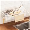 HX-pyahgtv Organizzatore per lavello da cucina con porta asciugamani, organizer da appendere in acciaio al carbonio, organizzatore autosvuotante per lavello, detersivo e utensili da cucina senza foratura, bianco