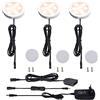 AIBOO Illuminazione Sotto l'armadio, Led Luce Cucina, Ultra Slim DC 12V 6W LED Puck Lights con Interruttore per Armadio, Bancone, Armadio, Scaffale, Guardaroba (Confezione da 3 Bianco Caldo)