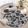 Highdi Marmo Tappeto Rotondo Salotto, Geometria Morbido Tappetini Antiscivolo Tappeto per Bambini Cameretta Cucina Casa Zona Balcone Tappet Tavolino (120cm,Geometria)