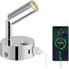 ERWEY 12V Lampada da lettura per camper, lampada da letto a LED con interruttore a sfioramento dimmerabile 3000K-6000K, DC 12V-24V con connettori USB A+C per barca auto camper van, argento
