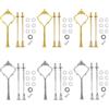 XRVRILE Basicon - Set di 6 aste da 2 a 3 livelli, per torta nuziale, supporto per torte nuziali, supporto per torte, 3 piani, colore: Argento oro