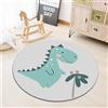Highdi Tappeto Rotondo Salotto, Stile Kawaii Animale Antiscivolo Morbido Moderno Tappetini Tappeto per Bambini Cameretta Cucina Casa Zona Balcone Tappet Tavolino (100cm,Dinosauro)
