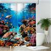 AIBIIN Ocean Underwater World Tenda da doccia blu mare corallo animale pesce e tartaruga marina tenda da bagno materiale durevole in poliestere con 12 ganci 180 x 180 cm
