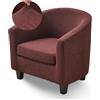 Highdi Copripoltrona 1 posto Tessuto Jacquard Coprisedie Elasticizzato, 2 Pezzi Chesterfield Fodere per Poltrona da Cocktail Antiscivolo per Bar Cameretta Club Copri Sedia Soggiorno (Marrone)