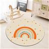 Highdi Tappeto Rotondo Salotto, Stile Kawaii Animale Antiscivolo Morbido Moderno Tappetini Tappeto per Bambini Cameretta Cucina Casa Zona Balcone Tappet Tavolino (100cm,Arcobaleno)