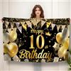 Koliphy Striscione per 10° Compleanno, Happy 10th Birthday Striscione Backdrop Decorazioni per Feste Tenuto in Mano Sfondo Extra Large Cartello Poster per Ragazzi e Ragazze (Nero Oro)
