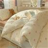 Covebett - Biancheria da letto 135 x 200 cm, beige con nastri rosa, set di biancheria da letto per ragazze, motivo a cuori e nastri a pois kawaii, microfibra lavata, copripiumino per letto singolo