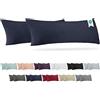 Barbons Federe 40x145 cm blu navy set di 2-100% Jersey di Cotone - Copri Cuscino per Letto - Fodera Protezione