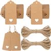 G2PLUS 100PCS Etichette Regalo,4.5x9.5cm Etichette Carta Kraft Marrone