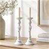 MA MAISON Set 2 Candelabri in Legno Bianco 43 cm
