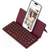CACOE Tastiera Bluetooth con Supporto, Mini Tastiera per Cellulare, Portatile Super Leggero, Pieghevole, A Doppio Canale con Supporto per Smartphone e Altro iOS Android Windows, Chiaretto