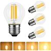 Caldarax 4 Pezzi Lampadina Filamento LED E27 Dimmerabile, 4W LED Filamento Equivalenti a 40W, Luce Bianca Calda 2700K, 400lm, AC 230V, Lampadine Mini Globo G45 Stile Vintage, Risparmio Energetico