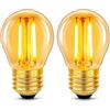 Caldarax 2 Pezzi Lampadina Vintage Edison LED E27, 2W LED Filamento Equivalente a 20W, Vetro Ambrata, Bianca Calda 2200K, 200LM, Non Dimmerabile, Mini Globo G45, Lampadine Decorativo Retro Stile